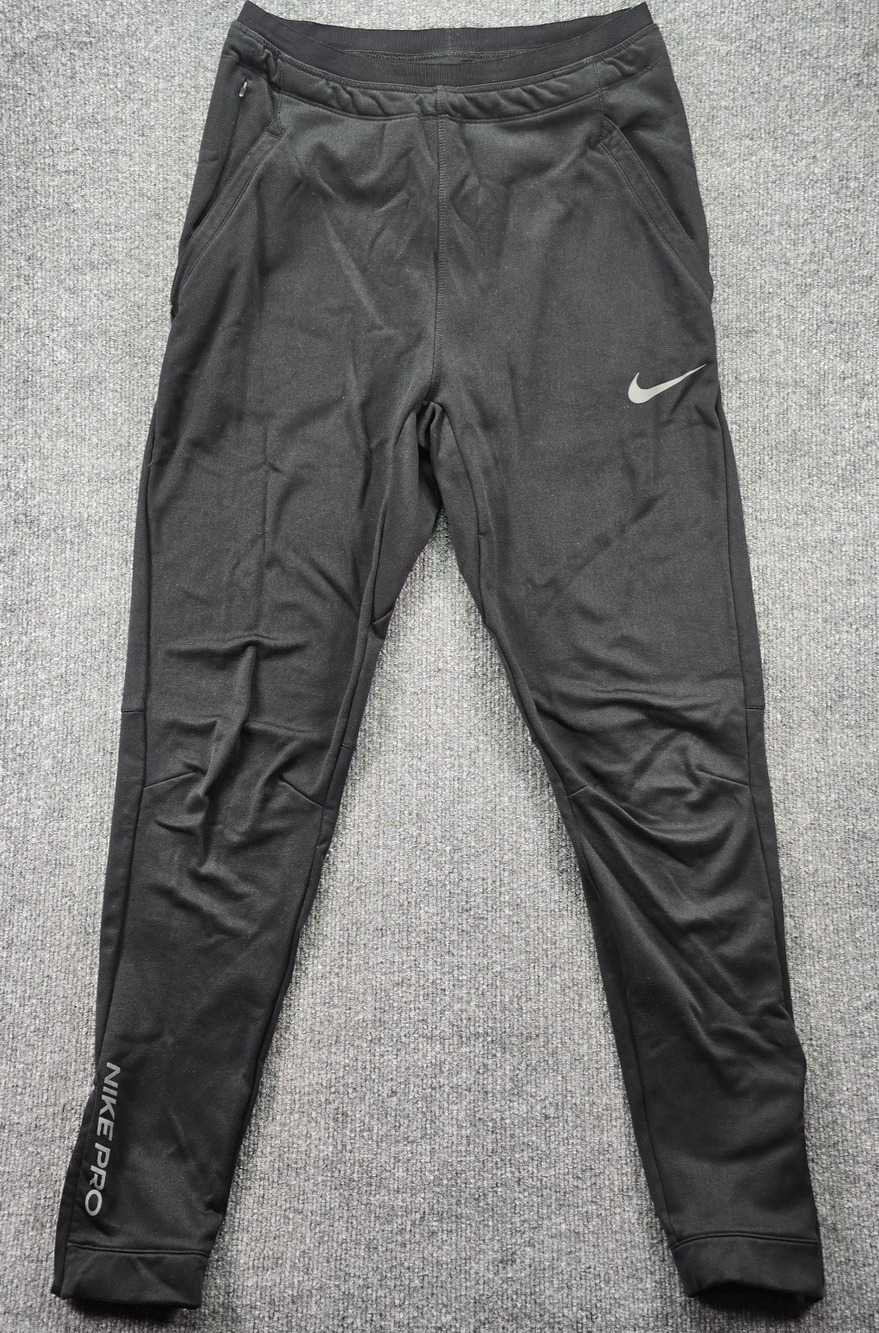 Nike Pro Dri Fit Pants Mens Small Tall Black Fleece Training Training Joggers